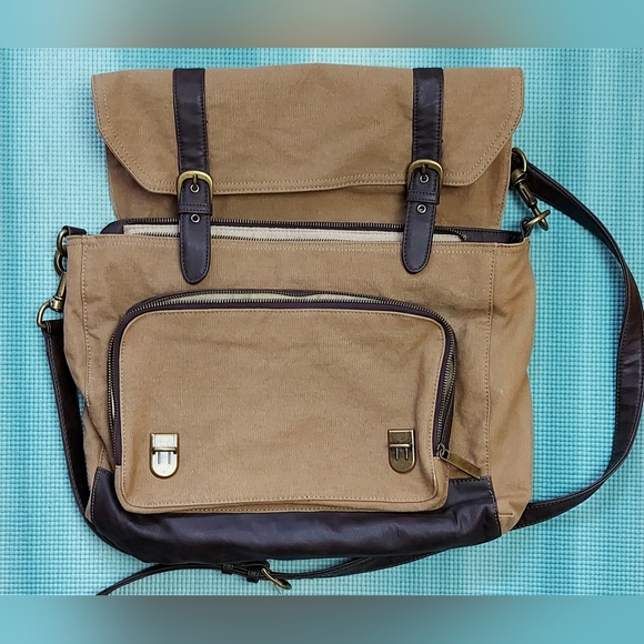 Matt & Nat Leather Suede Mens Study Messenger Bag - Picture 3 of 8